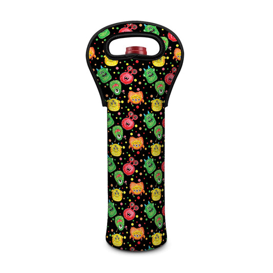 Little Monster Pattern Print Single Neoprene Wine Tote