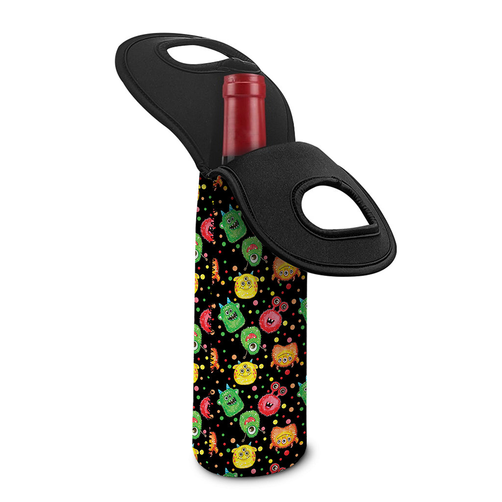 Little Monster Pattern Print Single Neoprene Wine Tote