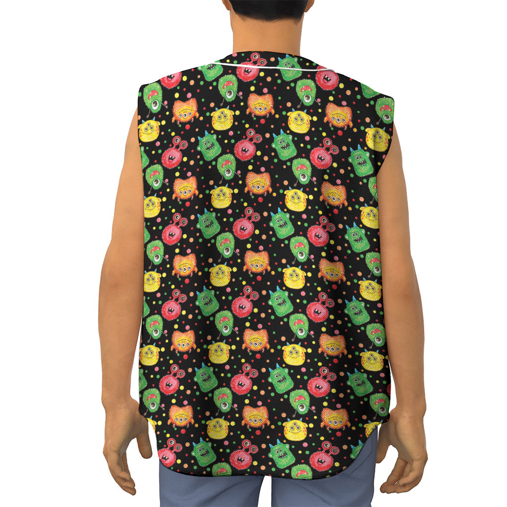 Little Monster Pattern Print Sleeveless Baseball Jersey