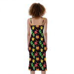Little Monster Pattern Print Slim Fit Midi Cami Dress