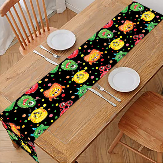 Little Monster Pattern Print Table Runner
