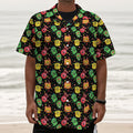 Little Monster Pattern Print Textured Short Sleeve Shirt
