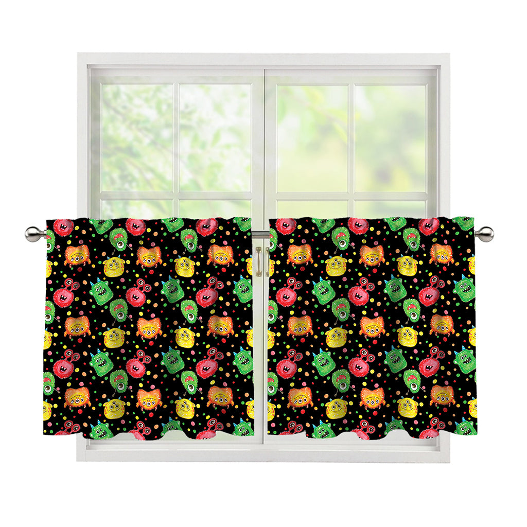 Little Monster Pattern Print Tier Curtains