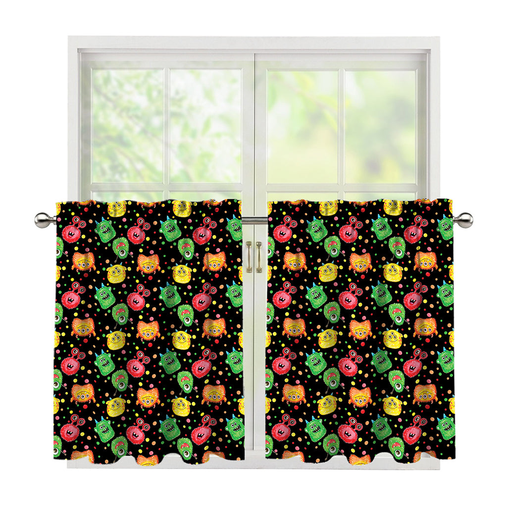 Little Monster Pattern Print Tier Curtains