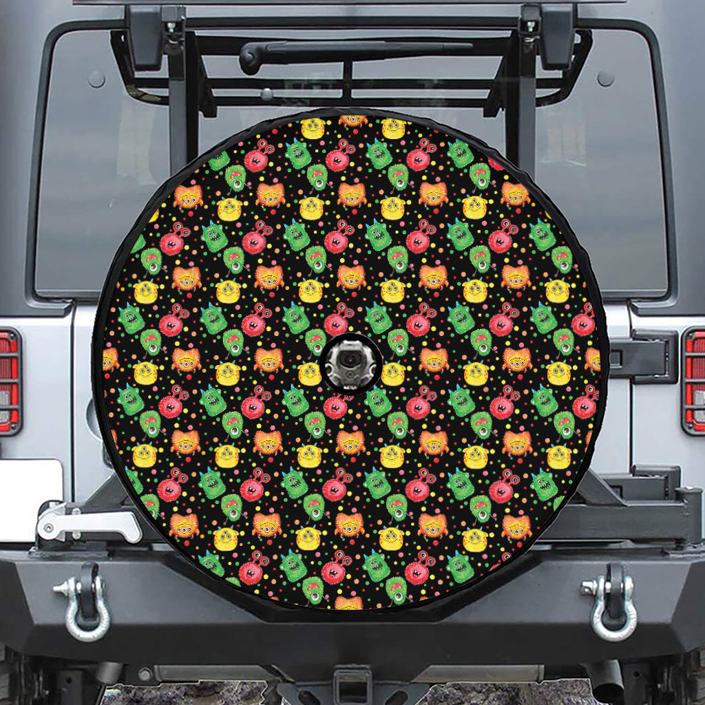 Little Monster Pattern Print Tire Cover With Camera Hole