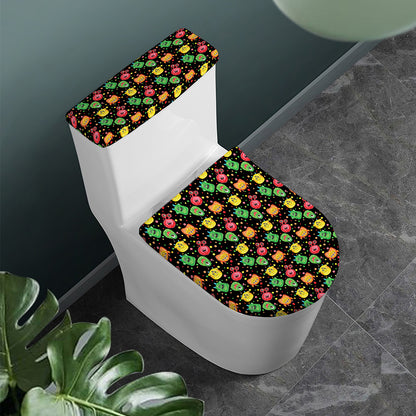 Little Monster Pattern Print Toilet Lid And Tank Cover Set