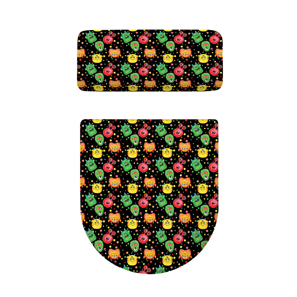Little Monster Pattern Print Toilet Lid And Tank Cover Set