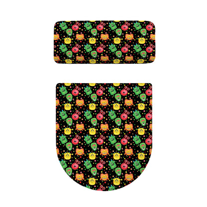 Little Monster Pattern Print Toilet Lid And Tank Cover Set