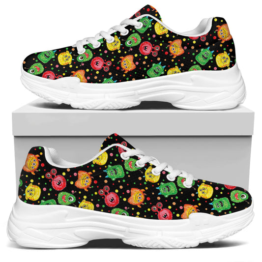 Little Monster Pattern Print White Chunky Shoes