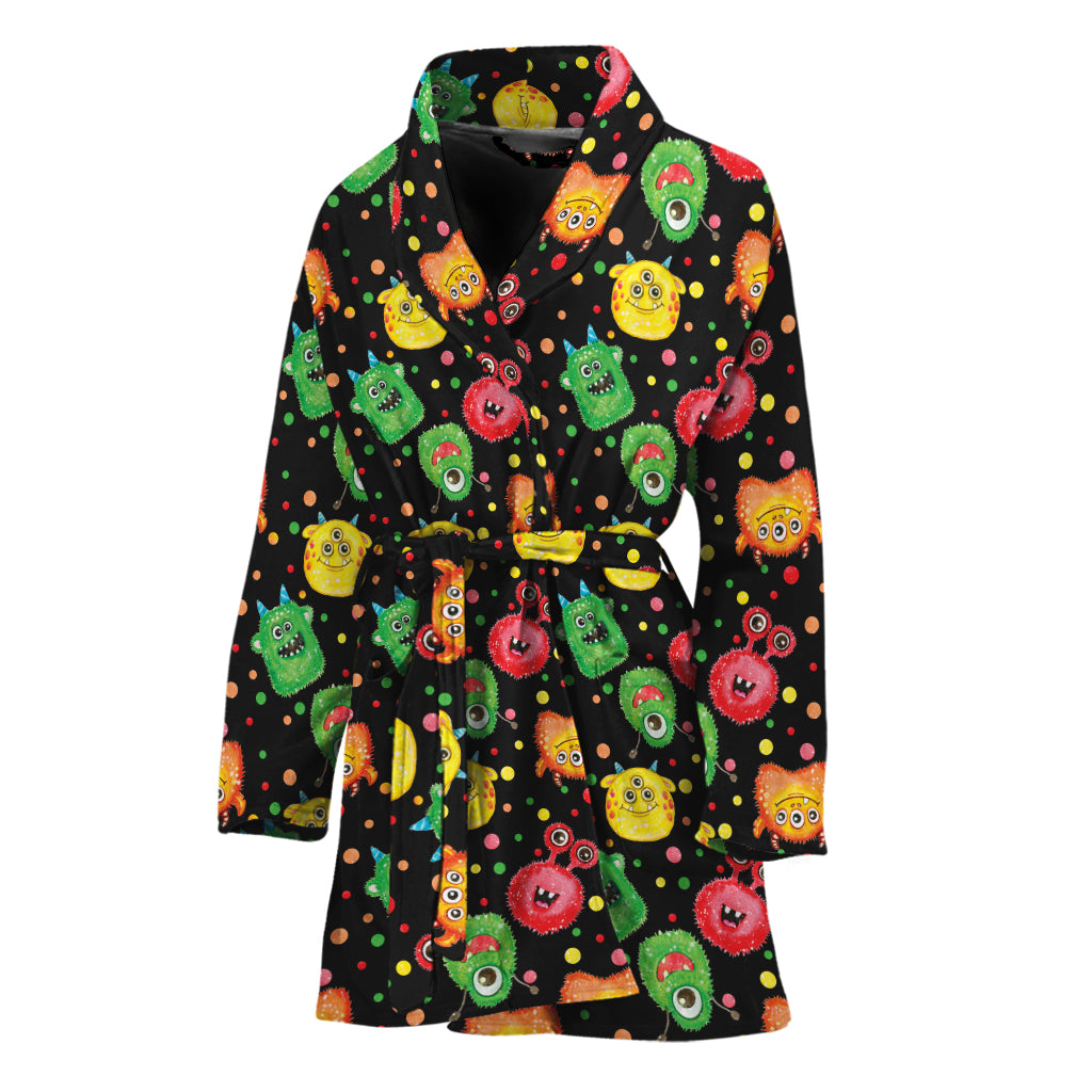 Little Monster Pattern Print Women's Bathrobe