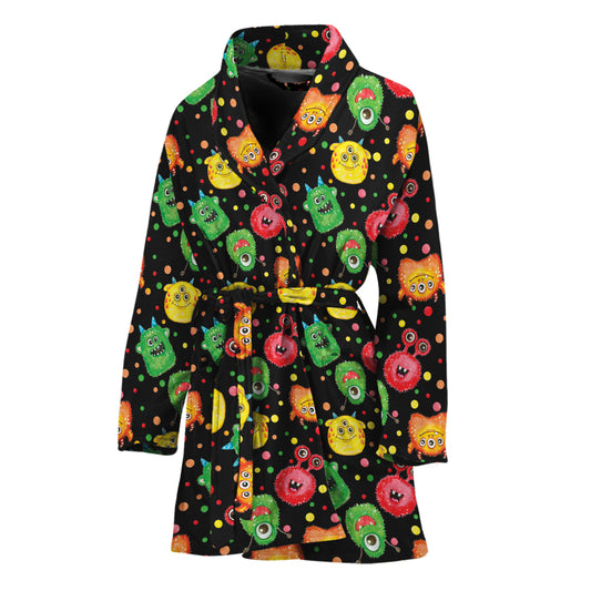 Little Monster Pattern Print Women's Bathrobe