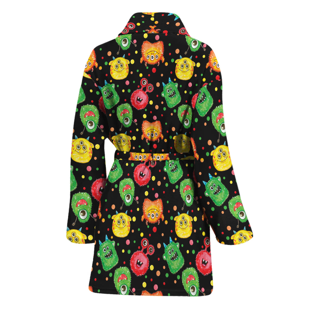 Little Monster Pattern Print Women's Bathrobe