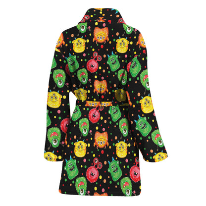 Little Monster Pattern Print Women's Bathrobe