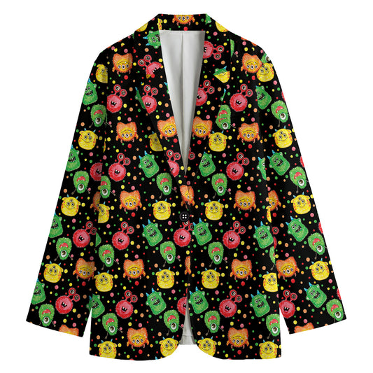 Little Monster Pattern Print Women's Blazer