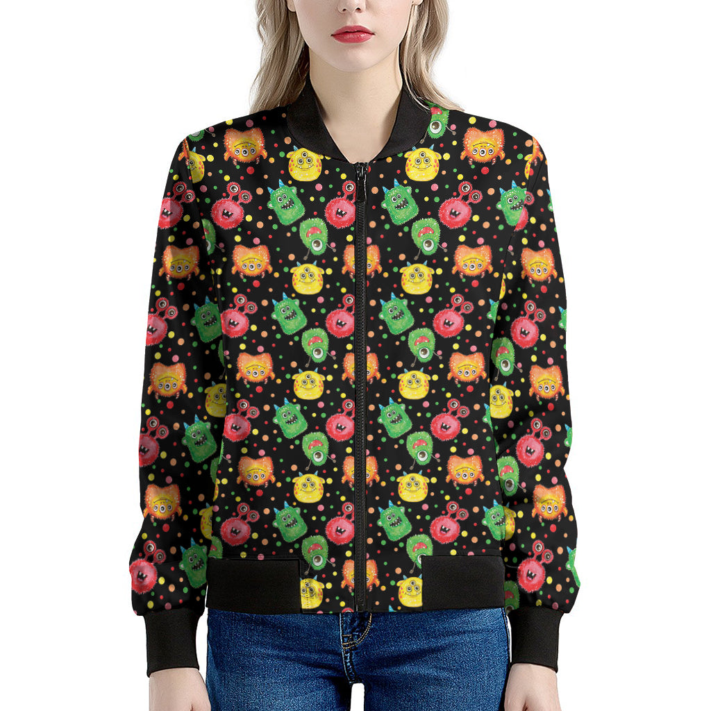 Little Monster Pattern Print Women's Bomber Jacket