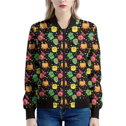 Little Monster Pattern Print Women's Bomber Jacket