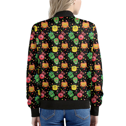Little Monster Pattern Print Women's Bomber Jacket