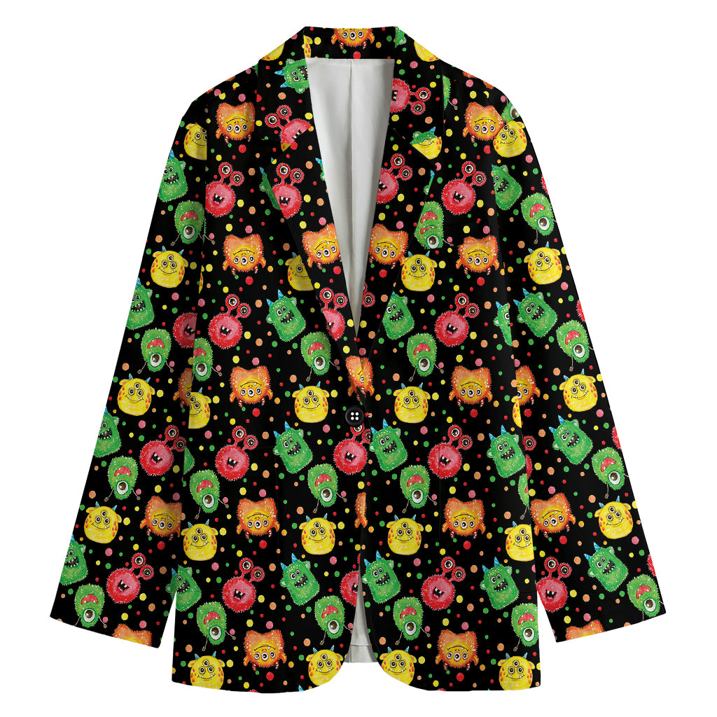 Little Monster Pattern Print Women's Cotton Blazer