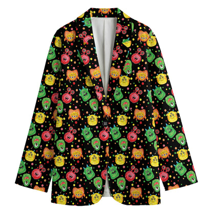 Little Monster Pattern Print Women's Cotton Blazer