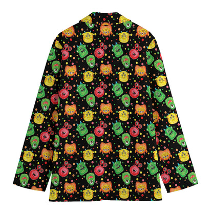 Little Monster Pattern Print Women's Cotton Blazer