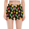 Little Monster Pattern Print Women's Split Running Shorts