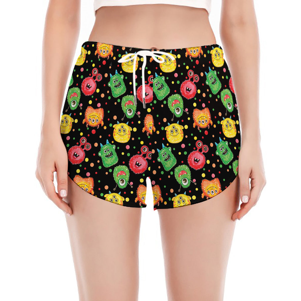 Little Monster Pattern Print Women's Split Running Shorts