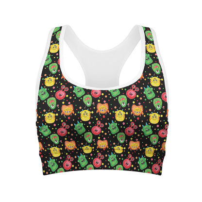 Little Monster Pattern Print Women's Sports Bra