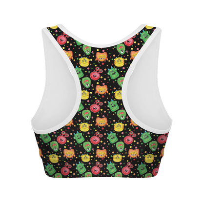 Little Monster Pattern Print Women's Sports Bra