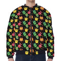 Little Monster Pattern Print Zip Sleeve Bomber Jacket