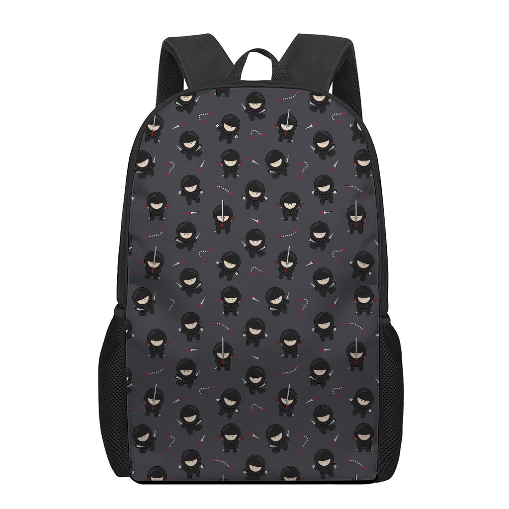 Little Ninja Pattern Print 17 Inch Backpack