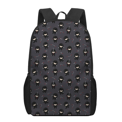 Little Ninja Pattern Print 17 Inch Backpack