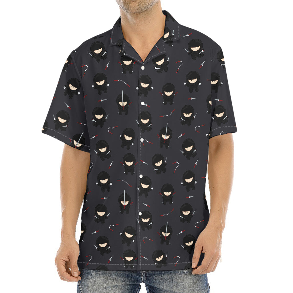 Little Ninja Pattern Print Aloha Shirt