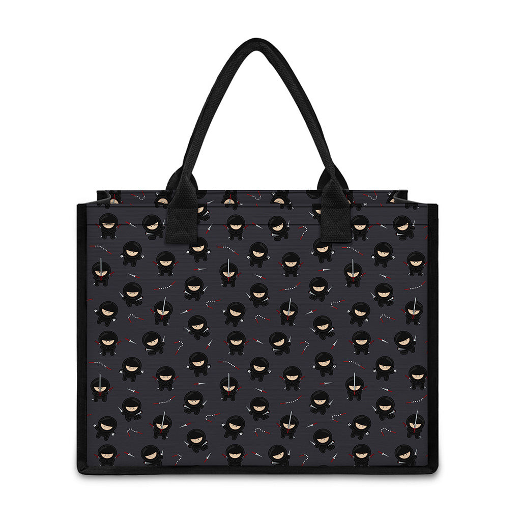 Little Ninja Pattern Print Canvas Tote Bag
