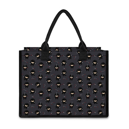Little Ninja Pattern Print Canvas Tote Bag