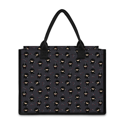 Little Ninja Pattern Print Canvas Tote Bag
