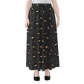 Little Ninja Pattern Print Chiffon Maxi Skirt
