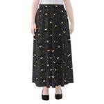 Little Ninja Pattern Print Chiffon Maxi Skirt