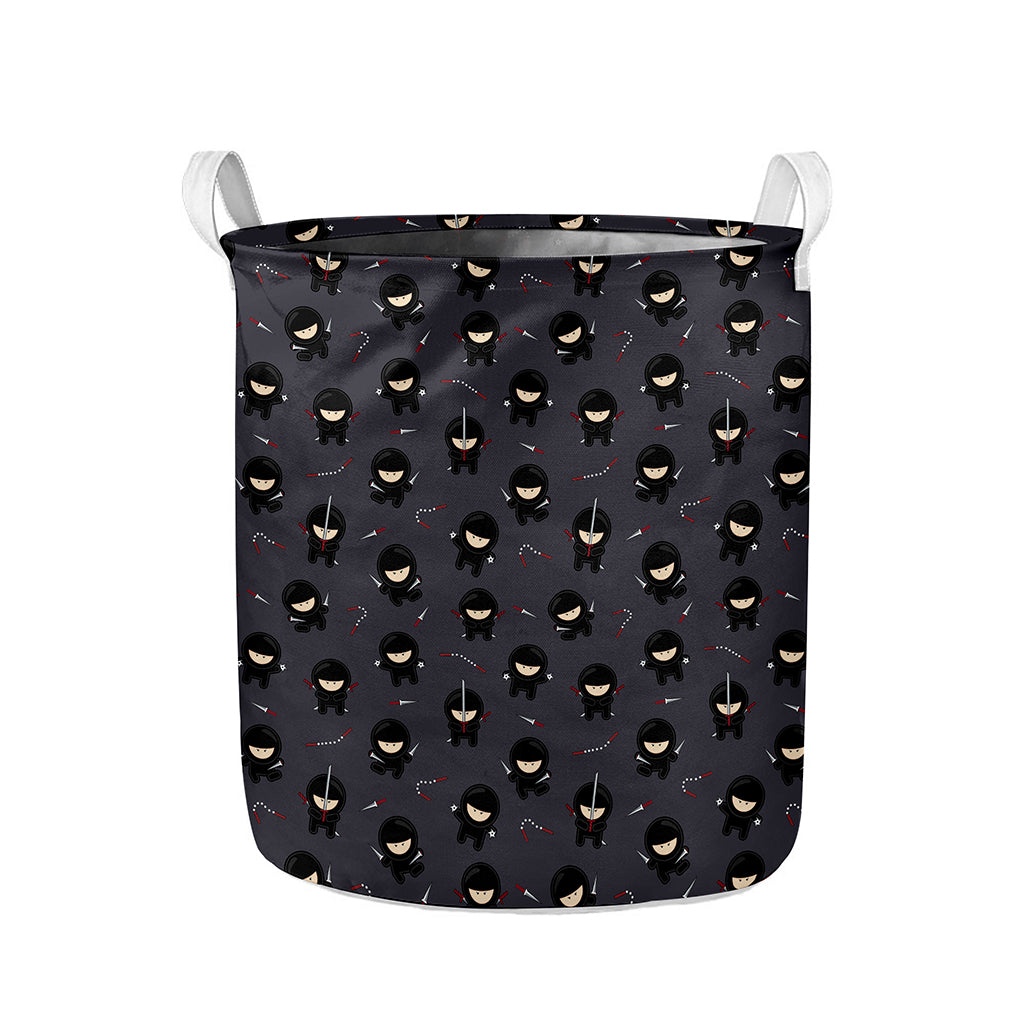Little Ninja Pattern Print Collapsible Laundry Basket