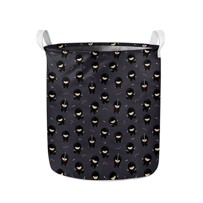 Little Ninja Pattern Print Collapsible Laundry Basket