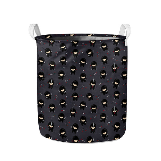 Little Ninja Pattern Print Collapsible Laundry Basket