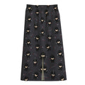 Little Ninja Pattern Print Cotton Front Slit Maxi Skirt