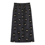 Little Ninja Pattern Print Cotton Front Slit Maxi Skirt