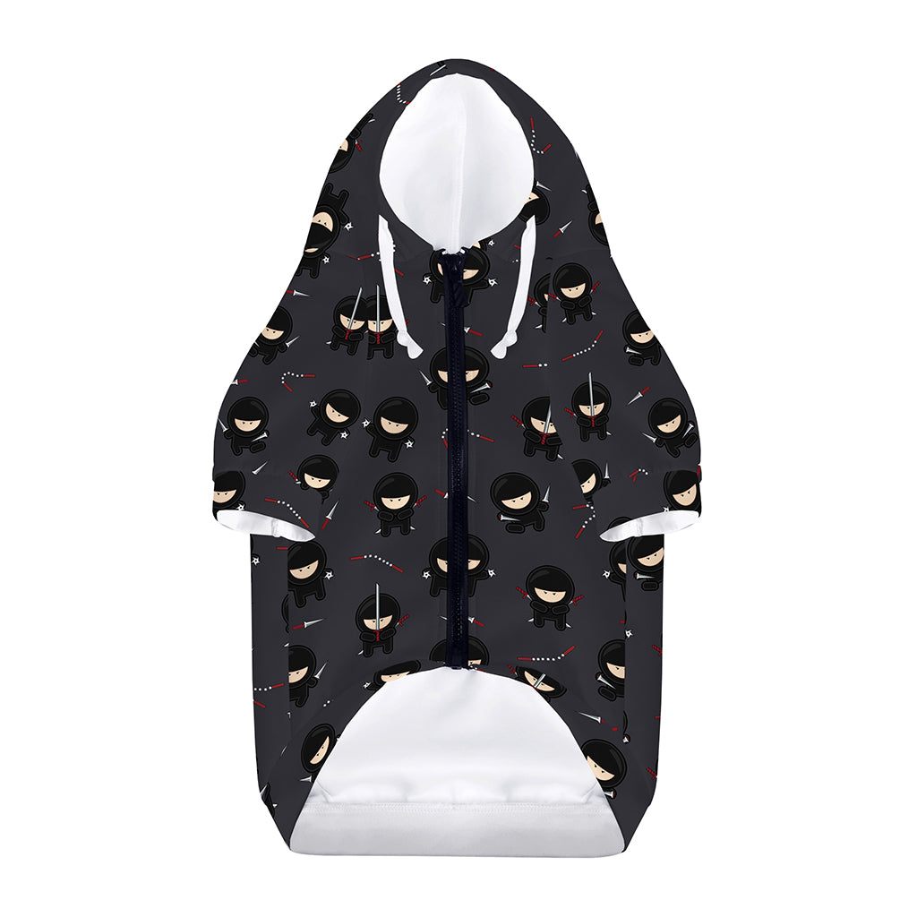 Little Ninja Pattern Print Dog Zip Up Hoodie