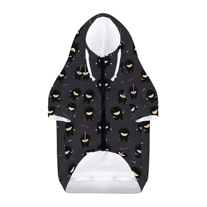 Little Ninja Pattern Print Dog Zip Up Hoodie