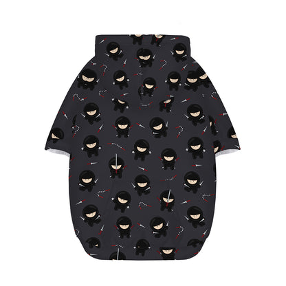 Little Ninja Pattern Print Dog Zip Up Hoodie