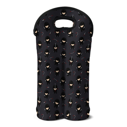Little Ninja Pattern Print Double Neoprene Wine Tote