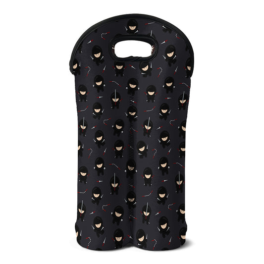 Little Ninja Pattern Print Double Neoprene Wine Tote