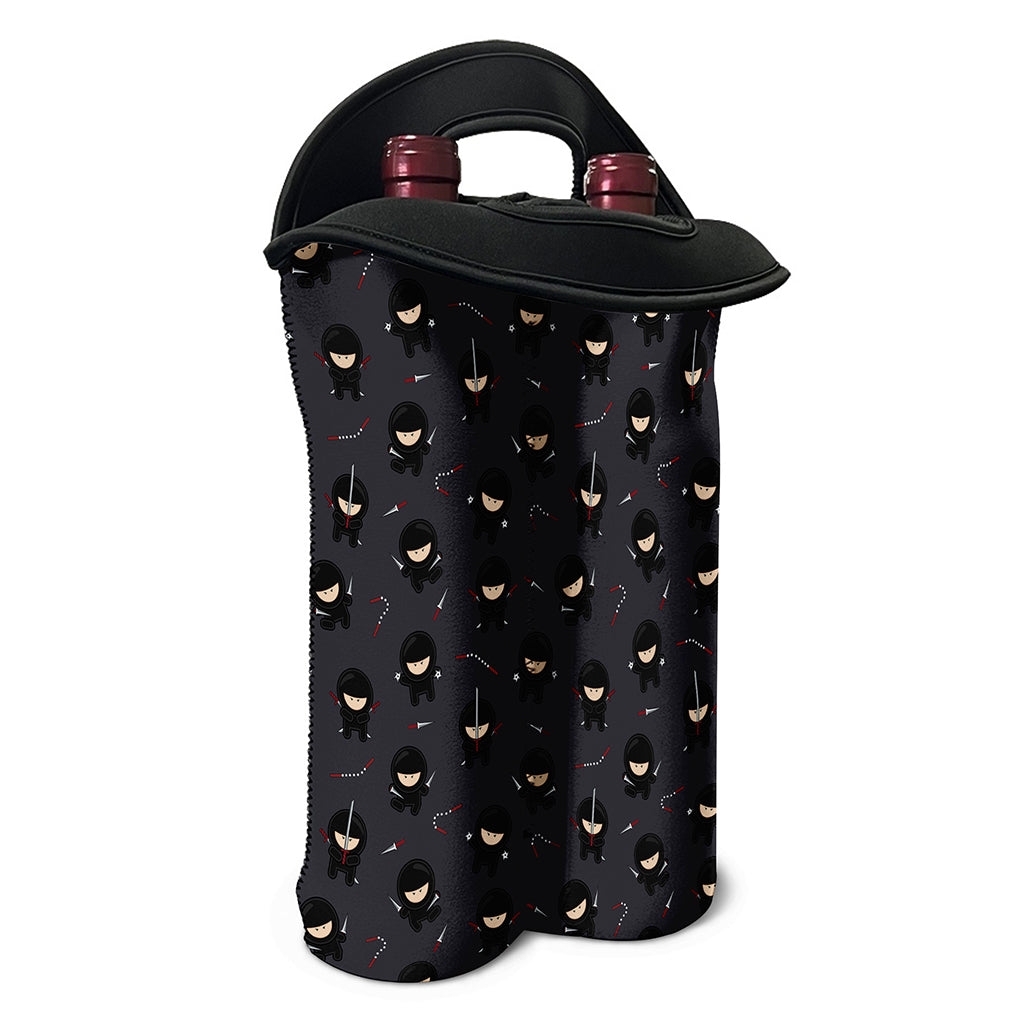 Little Ninja Pattern Print Double Neoprene Wine Tote