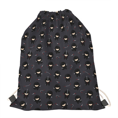Little Ninja Pattern Print Drawstring Bag