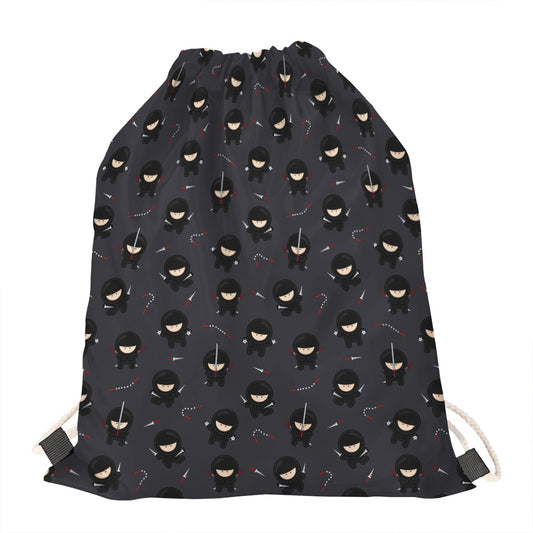 Little Ninja Pattern Print Drawstring Bag